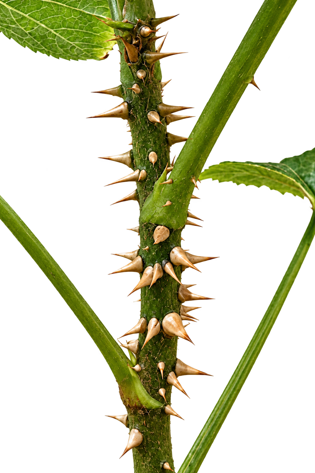 Close-up of the distinctive spiny stem of Brassaiopsis fatsioides